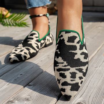Xajzpa New Women Shoes Flat Knit Breathable Square Heel Fashionable Beautiful Princess Antiskid Rubber Sole Loafers Zapatos De Mujer
